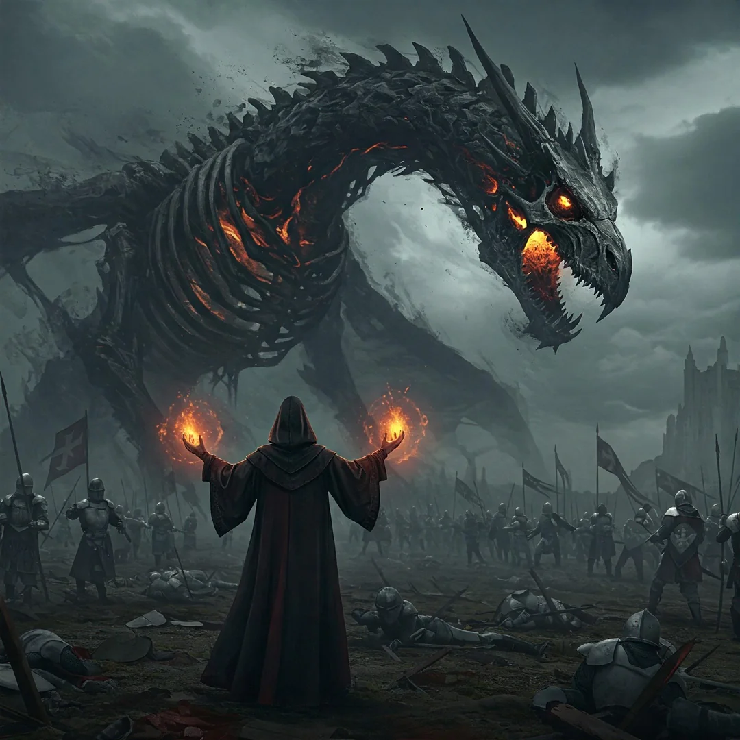 Necromancer Raising An Undead Dragon